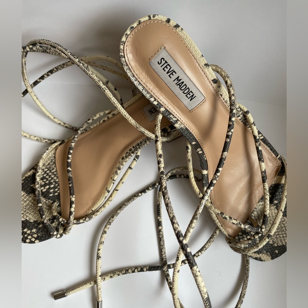 Steve Madden - Python Lace Up Block Heel Sandals … - image 1